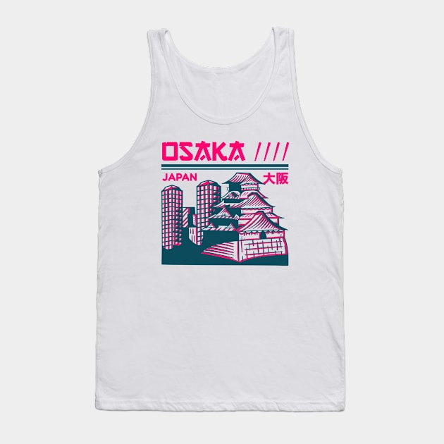 Vintage Osaka Japan Skyline Retro Japanese City Tank Top by Now Boarding